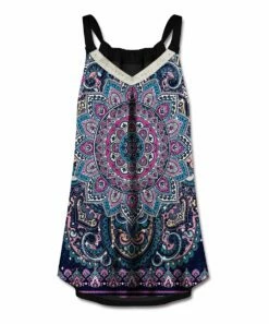 Cheap 🎉 UDEAR Blue & Purple Mandala V-Neck Tank - 👩 Women 🎉