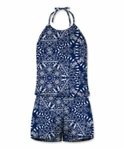 Buy ๐ UDEAR Blue Anchor & Seahorse Halter Romper - Plus โ๏ธ