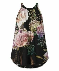 Coupon 🎁 UDEAR Black Floral Swing Tank - 👩 Women 🥰