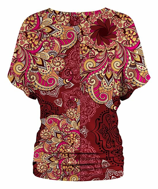 Buy โญ UDEAR Red Abstract Paisley Dolman Top - ๐ฉ Women & Plus ๐ - Image 2
