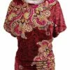 Buy ⭐ UDEAR Red Abstract Paisley Dolman Top - 👩 Women & Plus 🛒