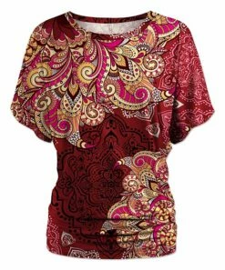 Buy ⭐ UDEAR Red Abstract Paisley Dolman Top - 👩 Women & Plus 🛒