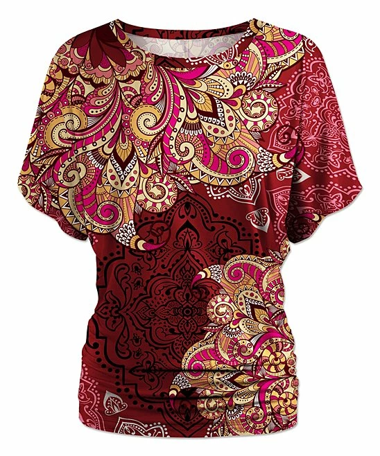 Buy โญ UDEAR Red Abstract Paisley Dolman Top - ๐ฉ Women & Plus ๐