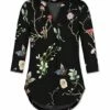 Budget 🔔 UDEAR Black & Light Pink Floral Notch Neck Hi-Low Tunic - Plus 😍