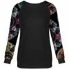 Budget 🧨 UDEAR Black & Pink Geometric Contrast-Sleeve Crewneck Sweatshirt - 👩 Women ❤️