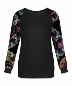 Budget 🧨 UDEAR Black & Pink Geometric Contrast-Sleeve Crewneck Sweatshirt - 👩 Women ❤️