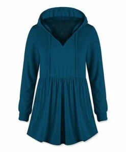 New 🔥 UDEAR Cobalt Blue V-Neck Hooded Tunic - 👩 Women 😍
