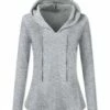 Flash Sale 🛒 UDEAR Light Gray V-Neck Handkerchief Hooded Tunic - 👩 Women ⭐