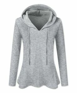 Flash Sale 🛒 UDEAR Light Gray V-Neck Handkerchief Hooded Tunic - 👩 Women ⭐