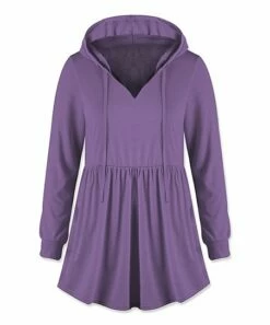 Best Pirce 💯 UDEAR Purple Empire-Waist V-Neck Hooded Tunic - 👩 Women 🥰