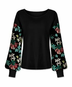 Discount 🌟 UDEAR Black & Light Blue Floral Bishop-Sleeve Tunic - Plus 🤩