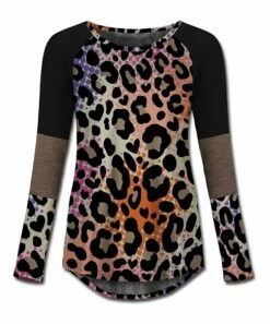 Coupon ⭐ UDEAR Brown Leopard Block-Sleeve Raglan Top - 👩 Women 🎉