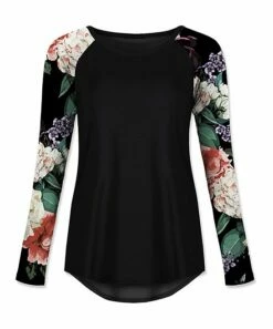 Cheap 🎁 UDEAR Black Floral Raglan Top - Plus 🛒