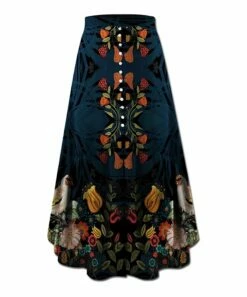 Best reviews of 🧨 UDEAR Navy & Orange Floral Birds Front-Slit Maxi 👗 Skirt - 👩 Women 🎉
