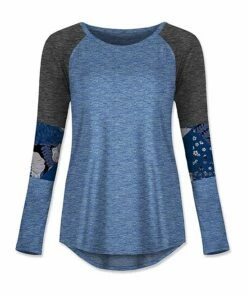 Best Pirce 👏 UDEAR Heather Blue & Heather Gray Floral Block-Sleeve Raglan Top - Plus 🎉