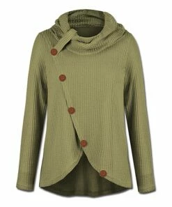 Outlet 🧨 UDEAR Army Green Wrap Cowl Neck Top - 👩 Women 🤩