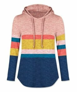 Outlet 💯 UDEAR Heather Orange-Pink & Navy Stripe Color Block Hoodie - Plus 🎁