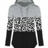 Best Sale 🎁 UDEAR Light Heather Gray & Black Leopard Color Block Hoodie - 👩 Women & Plus ✔️