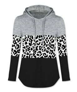 Best Sale 🎁 UDEAR Light Heather Gray & Black Leopard Color Block Hoodie - 👩 Women & Plus ✔️