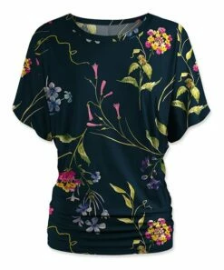 Top 10 👏 UDEAR Black & Green Floral Leaves Dolman Top - Plus 🧨