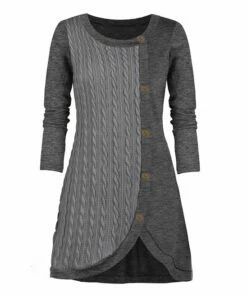 Top 10 😀 UDEAR Gray Twist-Knit Button-Accent Tulip-Hem Tunic - 👩 Women ✨
