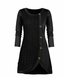 Brand new 😀 UDEAR Black Twist-Knit Button-Accent Tulip-Hem Tunic - Plus 😀