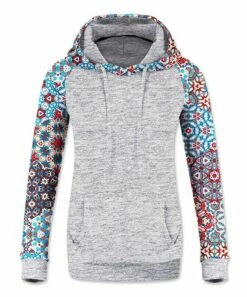 Best deal 😉 UDEAR Gray & Blue Kaleidoscope Kangaroo-Pocket Hoodie - 👩 Women & Plus 👍