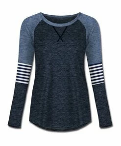 New 🌟 UDEAR Heather Navy & Heather Blue Stripe Raglan Top - Plus 😀