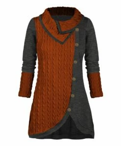 Wholesale 👏 UDEAR Heather Gray & Orange Abstract Button-Front Cowl Neck Tunic - 👩 Women & Plus 😉