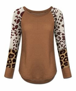 Top 10 😍 UDEAR Dark Coffee Leopard-Sleeve Curved-Hem Tunic - 👩 Women & Plus 😀
