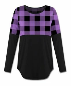 Best reviews of ⭐ UDEAR Black & Purple Plaid-Contrast Long-Sleeve Top - 👩 Women & Plus ⌛