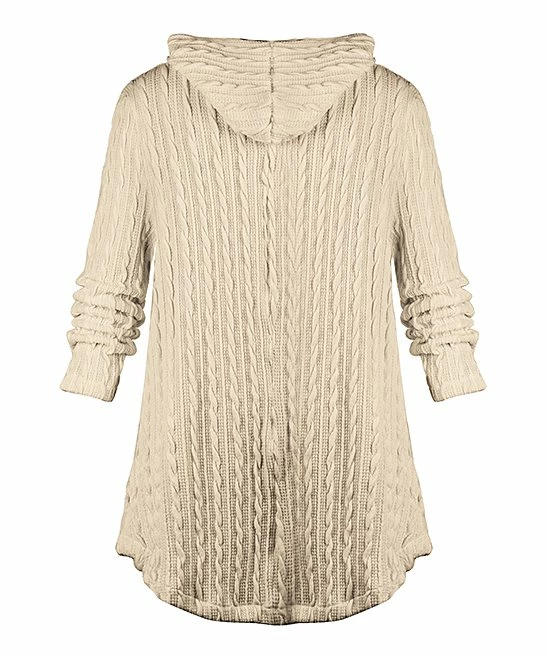 Best reviews of ๐ UDEAR Light Coffee Knit Button-Accent Hooded Cardigan - ๐ฉ Women & Plus โ - Image 2