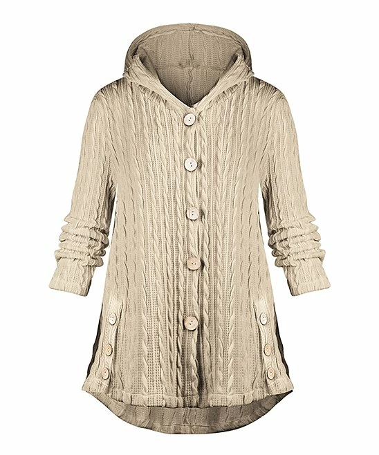 Best reviews of ๐ UDEAR Light Coffee Knit Button-Accent Hooded Cardigan - ๐ฉ Women & Plus โ