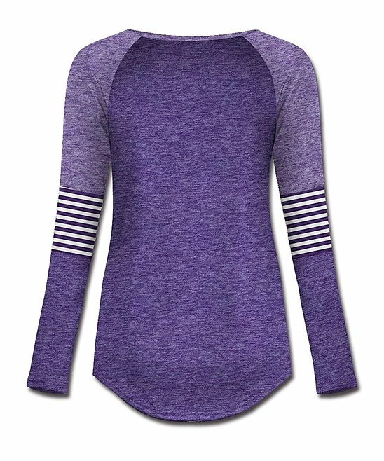 Buy 💯 UDEAR Heather Purple & Light Heather Purple Stripe Raglan Tee - 👩 Women 🌟 - Image 2