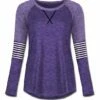 Buy 💯 UDEAR Heather Purple & Light Heather Purple Stripe Raglan Tee - 👩 Women 🌟