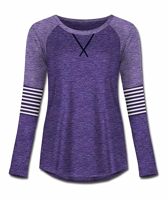 Buy 💯 UDEAR Heather Purple & Light Heather Purple Stripe Raglan Tee - 👩 Women 🌟