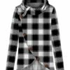 Hot Sale ⭐ UDEAR White & Black Buffalo Check Wrap Cowl-Neck Sweatshirt - Plus 🔔