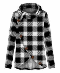 Hot Sale ⭐ UDEAR White & Black Buffalo Check Wrap Cowl-Neck Sweatshirt - Plus 🔔