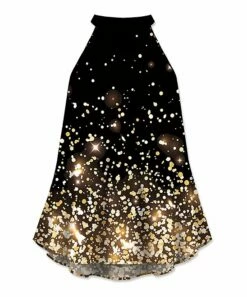 New ❤️ UDEAR Black Sparkle High-Neck Sleeveless Top - 👩 Women 🧨