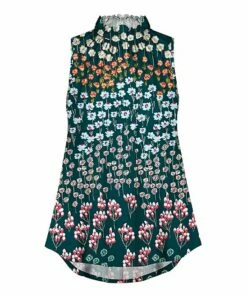 Hot Sale 👍 UDEAR Green & Blue Floral Mock Neck Sleeveless Top - Plus 👏