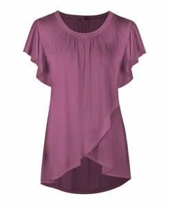 Outlet 👍 UDEAR Light Purple Tulip-Hem Flutter-Sleeve Top - 👩 Women & Plus ✔️