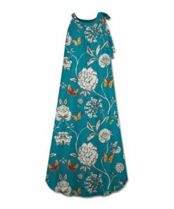 Brand new 🌟 UDEAR Teal & Ivory Butterflies & Floral Tie-Shoulder Sleeveless Maxi 👗 Dress - 👩 Women 👍