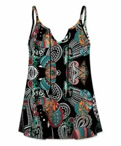 Best Sale 😀 UDEAR Black & Green Paisley Tassel-Tie Tank - 👩 Women 🤩