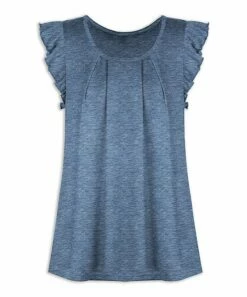 Flash Sale ๐คฉ UDEAR Heather Blue Pleated Flutter-Sleeve Top - Plus ๐งจ