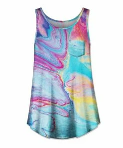 New 🛒 UDEAR Blue & Pink Swirl Pocket Tank - 👩 Women 🥰