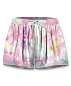 Promo 🛒 UDEAR Pink & Blue Tie-Dye Drawstring Shorts - 👩 Women ⌛