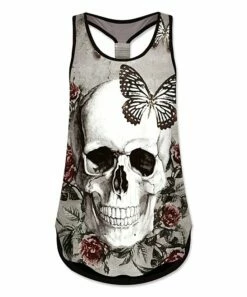 Best reviews of ๐งจ UDEAR Black & White Skull Scoop Neck Racerback Tank - ๐ฉ Women ๐