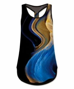 Best Pirce ❤️ UDEAR Blue & Black Swirl Scoop Neck Racerback Tank - 👩 Women & Plus 👍