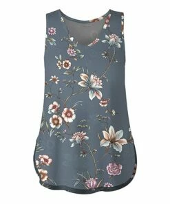 Brand new ๐คฉ UDEAR Gray & Pink Floral V-Neck Tank - Plus ๐ฅฐ