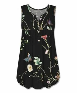 Best reviews of ๐งจ UDEAR Black Floral & Butterflies Button-Front Sleeveless Top - ๐ฉ Women โ